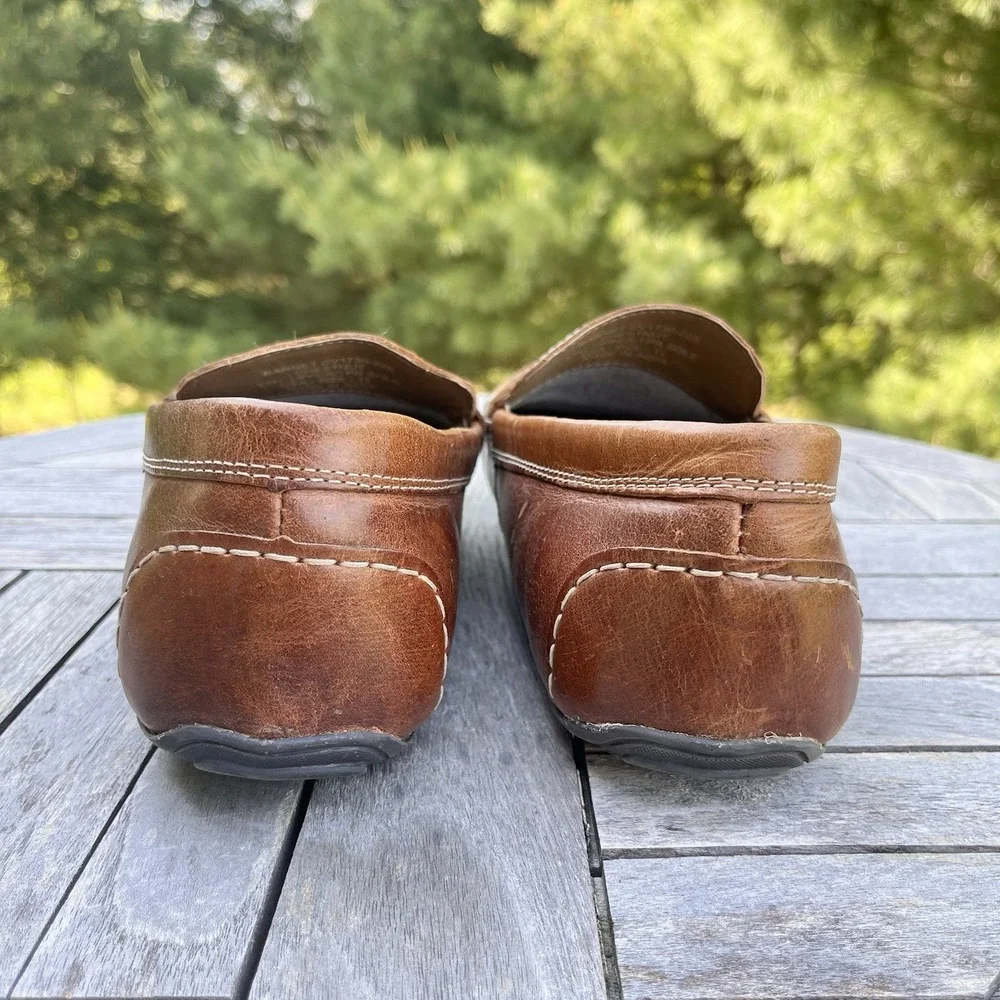 Crevo Barney Driving Mocs Mens Size 11 Brown Leather Penny Loafer Slip-on Shoe